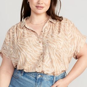 **NWT** Printed Dolman-Sleeve Pocket Blousefor Women -Old Navy- Zebra Print